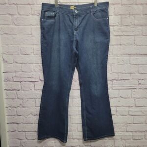 Chams Jeans Flare Leg Stretch Denim Womens 16 Embroidered Y2K Western Boho Retro